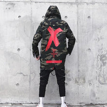 Load image into Gallery viewer, Men Street Ribbon Patchwork Cotton Camouflage Coat