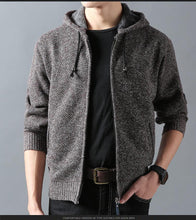 Load image into Gallery viewer, Mens Solid Color Cotton Hooded Cardigan