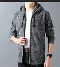 Load image into Gallery viewer, Mens Solid Color Cotton Hooded Cardigan