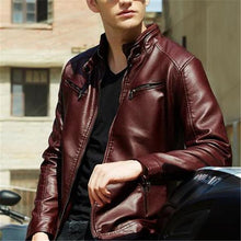 Load image into Gallery viewer, Stylish Casual Slim Plain Long Sleeve Leather Jacket Outerwear