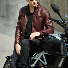 Load image into Gallery viewer, Stylish Casual Slim Plain Long Sleeve Leather Jacket Outerwear