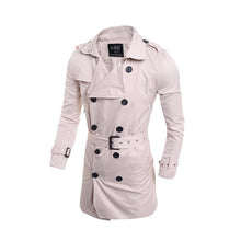 Load image into Gallery viewer, Elegant Plain Lapel Collar Button Slim Long Windbreaker Coat