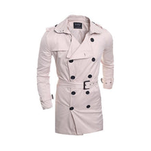 Load image into Gallery viewer, Elegant Plain Lapel Collar Button Slim Long Windbreaker Coat