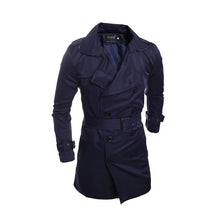 Load image into Gallery viewer, Elegant Plain Lapel Collar Button Slim Long Windbreaker Coat