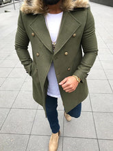 Load image into Gallery viewer, Men's Fashion Fur Collar Double-Breasted Windbreaker