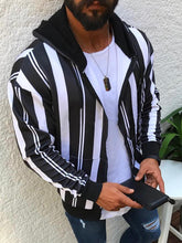 Load image into Gallery viewer, Fashion Stripe Zipper Hooded Jacket