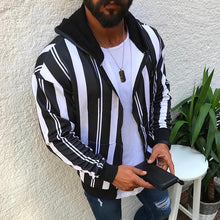 Load image into Gallery viewer, Fashion Stripe Zipper Hooded Jacket