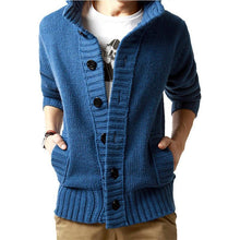Load image into Gallery viewer, Men's Stand-Up Collar Pocket Knit Cardigan Coat