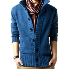 Load image into Gallery viewer, Men's Stand-Up Collar Pocket Knit Cardigan Coat