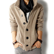 Load image into Gallery viewer, Men's Stand-Up Collar Pocket Knit Cardigan Coat