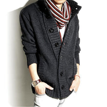 Load image into Gallery viewer, Men's Stand-Up Collar Pocket Knit Cardigan Coat