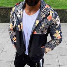 Load image into Gallery viewer, Fashion Splicing Printed Zipper Hooded Jacket