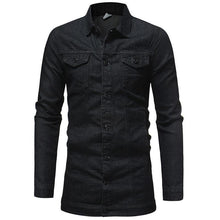 Load image into Gallery viewer, Slim Mid-Length Washed Denim Jacket Men