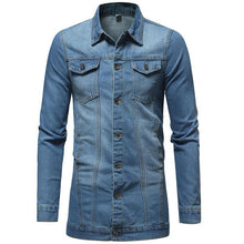 Load image into Gallery viewer, Slim Mid-Length Washed Denim Jacket Men