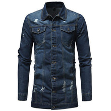 Load image into Gallery viewer, Slim Mid-Length Washed Denim Jacket Men