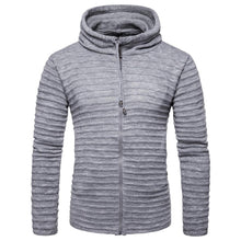 Load image into Gallery viewer, Fashion Mens  Plain Stripe Knit Zipper Coat