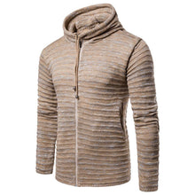 Load image into Gallery viewer, Fashion Mens  Plain Stripe Knit Zipper Coat