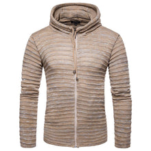 Load image into Gallery viewer, Fashion Mens  Plain Stripe Knit Zipper Coat