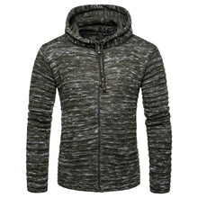 Load image into Gallery viewer, Fashion Mens  Plain Stripe Knit Zipper Coat