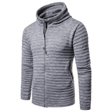 Load image into Gallery viewer, Fashion Mens  Plain Stripe Knit Zipper Coat