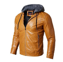 Load image into Gallery viewer, New Men's PU Leather Business Casual Hooded Leather Jacket