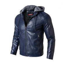 Load image into Gallery viewer, New Men's PU Leather Business Casual Hooded Leather Jacket