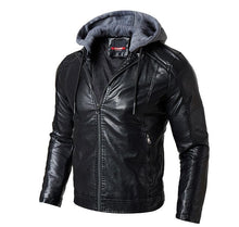 Load image into Gallery viewer, New Men's PU Leather Business Casual Hooded Leather Jacket