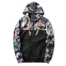 Load image into Gallery viewer, Fashion Splicing Printed Zipper Hooded Jacket