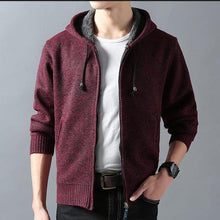 Load image into Gallery viewer, Mens Solid Color Cotton Hooded Cardigan
