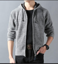 Load image into Gallery viewer, Mens Solid Color Cotton Hooded Cardigan
