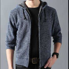Load image into Gallery viewer, Mens Solid Color Cotton Hooded Cardigan
