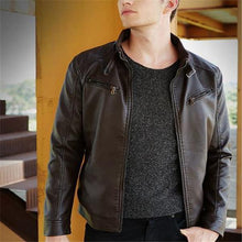 Load image into Gallery viewer, Stylish Casual Slim Plain Long Sleeve Leather Jacket Outerwear

