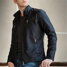 Load image into Gallery viewer, Stylish Casual Slim Plain Long Sleeve Leather Jacket Outerwear
