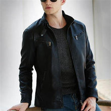 Load image into Gallery viewer, Stylish Casual Slim Plain Long Sleeve Leather Jacket Outerwear
