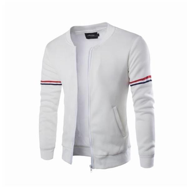 Fashion Casual Slim Strip Long Sleeve Men Sport Outerwear