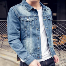 Load image into Gallery viewer, Casual Fashion Slim Solid Color Long Sleeve Men Denim Jacket Outerwear
