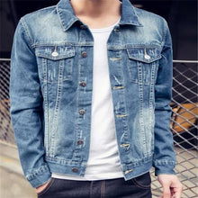 Load image into Gallery viewer, Casual Fashion Slim Solid Color Long Sleeve Men Denim Jacket Outerwear
