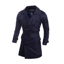 Load image into Gallery viewer, Elegant Plain Lapel Collar Button Slim Long Windbreaker Coat
