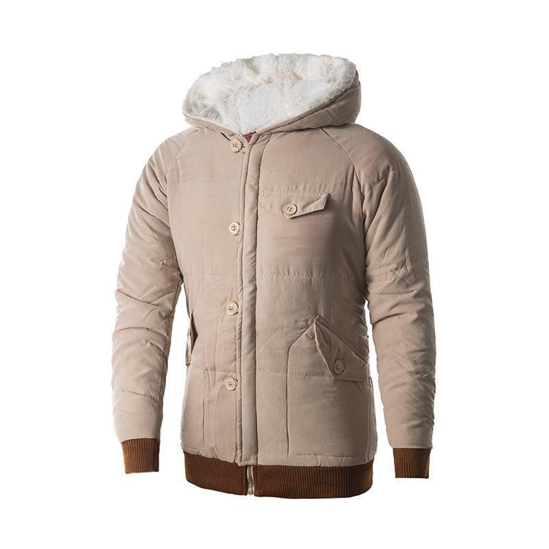 Classic Casual Thicken Warm Plain Hooded Coat