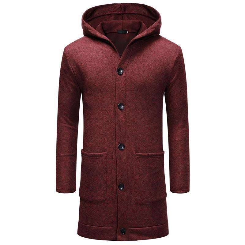 Mens Thickened Long Button Cardigan Coat