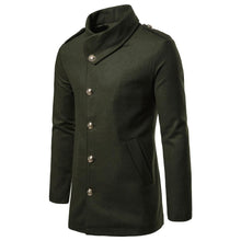 Load image into Gallery viewer, Fashion Lapel Collar Plain Button Woolen Long Coat
