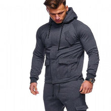 Load image into Gallery viewer, Fashion Hip Hop Mens  Solid  Zipper Slim Hoodie
