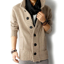 Load image into Gallery viewer, Men&#39;s Stand-Up Collar Pocket Knit Cardigan Coat
