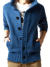 Load image into Gallery viewer, Men&#39;s Stand-Up Collar Pocket Knit Cardigan Coat
