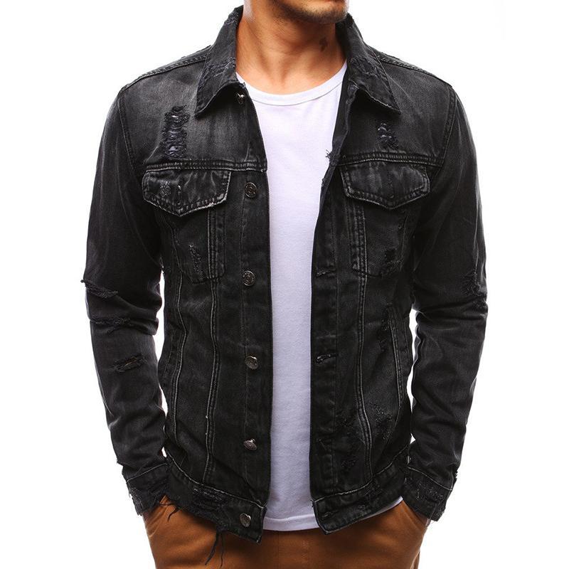 Fashion Men's Denim Hole Jacket