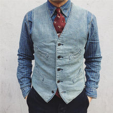 Load image into Gallery viewer, Men&#39;s Pocket Denim Vest
