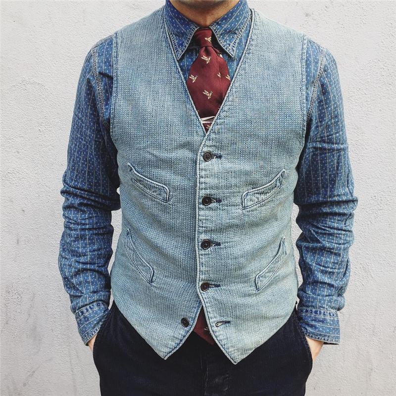 Men's Pocket Denim Vest