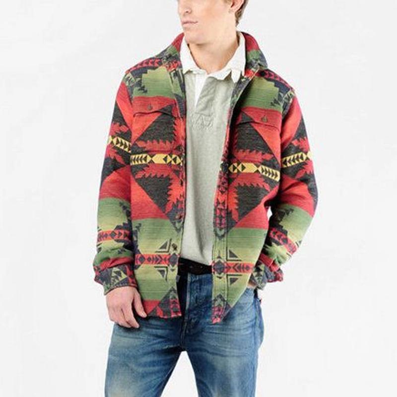 Retro Color Patch Pocket Long Sleeve Jacket