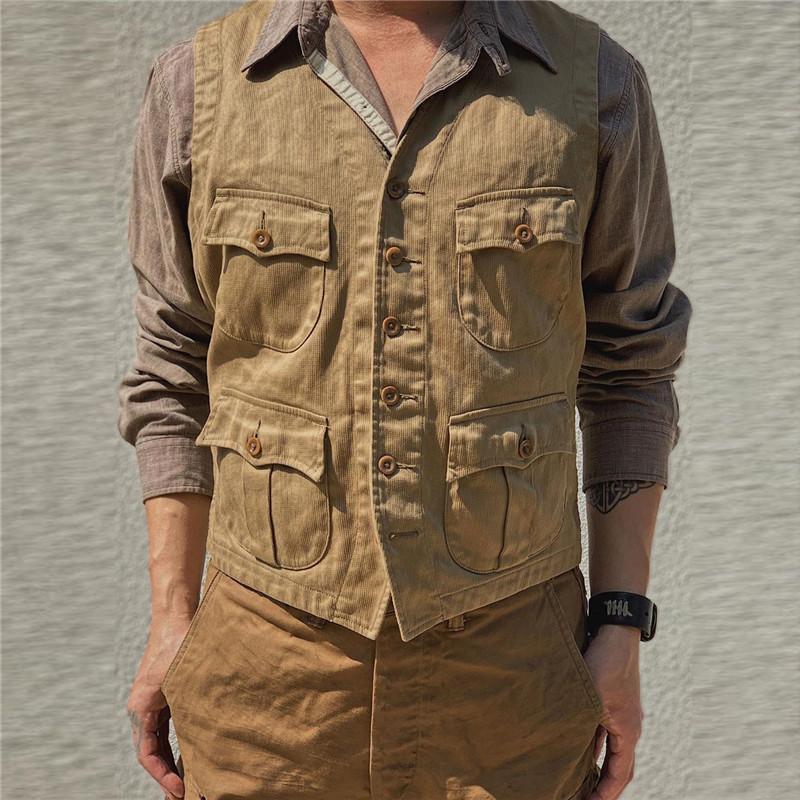 Men's Pocket Solid Color Vest