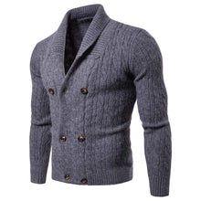Load image into Gallery viewer, Winter New Casual Solid Color Twist Thick Double-Breasted Knit Cardigan

